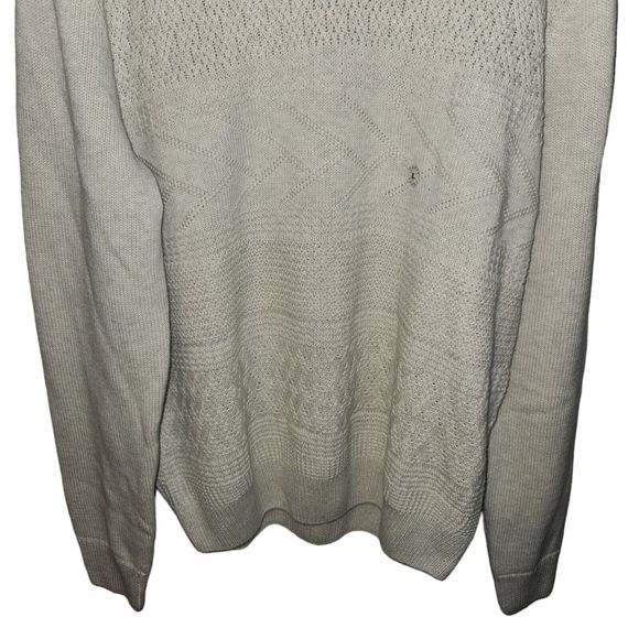 Chaps Sweater Natural Ivory Cotton Mockneck Textured Pullover Men's Size Large L - Picture 6 of 6